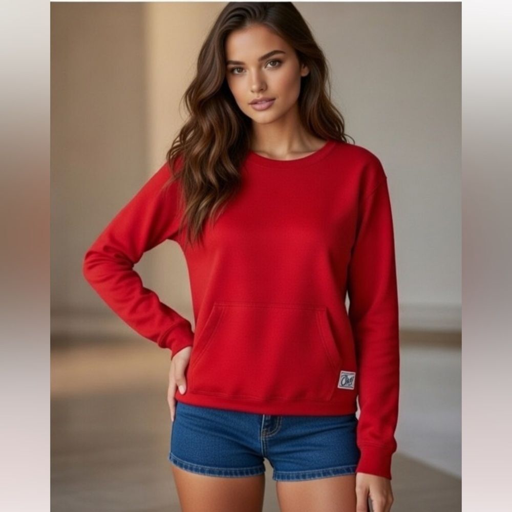 Obey Red Pullover Sweater Women Sweatshirt Long Sleeve Size Small